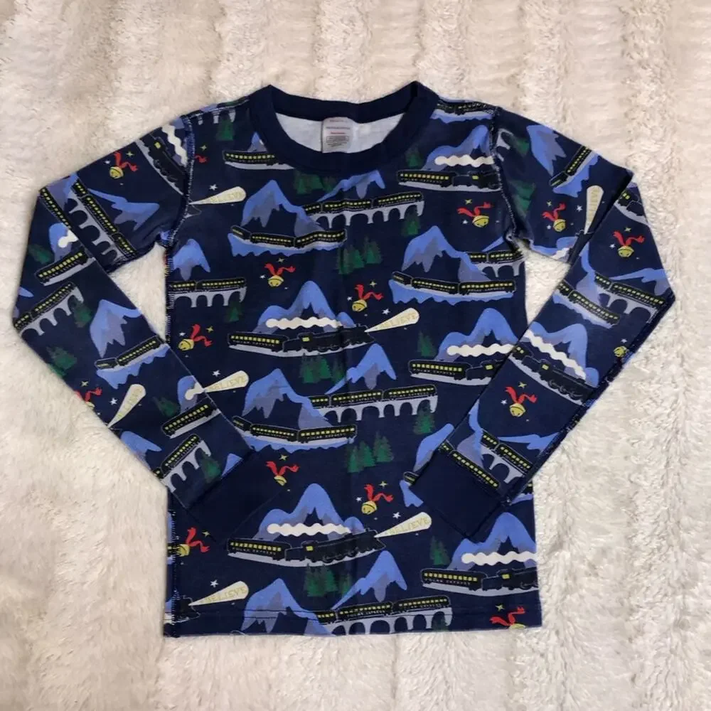 Hanna Andersson Polar Express Christmas blue train pajama set size 150 or US 12